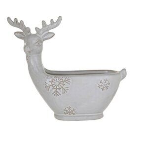 Creative Co-Op 5.5" White Stoneware Deer Shaped Bowl/NWT